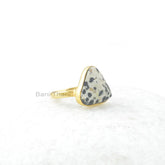 Dalmatian Jasper Ring - 925 Sterling Silver - 14mm Rose Gold Plated Ring - High Quality Jewelry - Jewelry For Women - Gift For Loved Ones